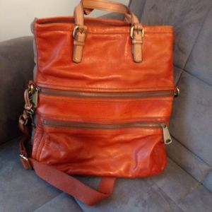 Fossil Explorer Leather Foldover Tote